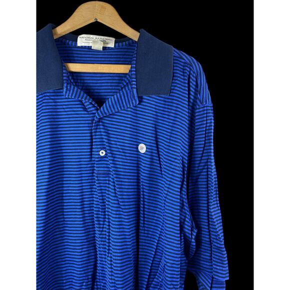 OKC Thunder Polo Shirt Size XXL 2XL Mens Adult Knit Blue Stripe Pullover NBA Top - Picture 1 of 5